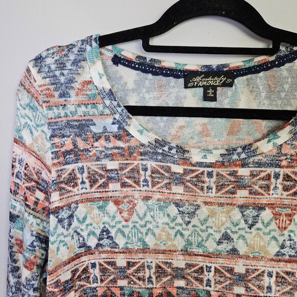 🦃 Absolutely Famous Top Blouse Sheer Blue Chiffon Handkerchief Hem Size Large - Picture 4 of 10